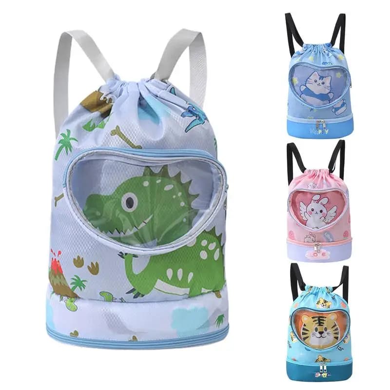 Borsa da nuoto per bambini Separazione asciutto e bagnato con scomparto per scarpe Borsa per riporre costumi da bagno Zaino sportivo portatile per ragazzi e ragazze