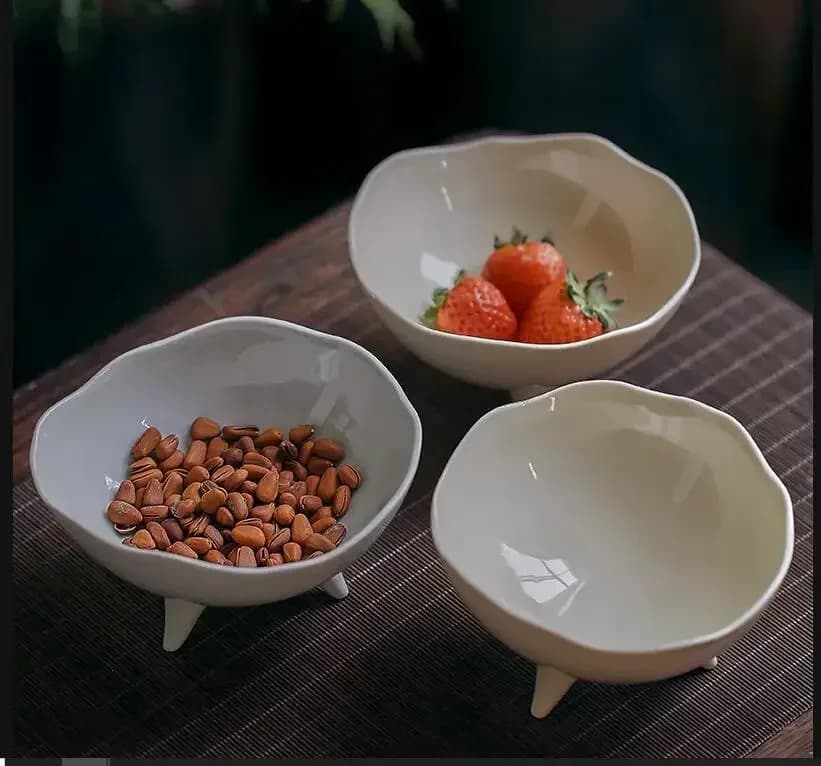 Irregular Ceramic Plate Dried Fruit Snack Plate Stilt Refreshment Tray Fruit Tray Salad Bowl Decorative Plate Tableware Dishes
