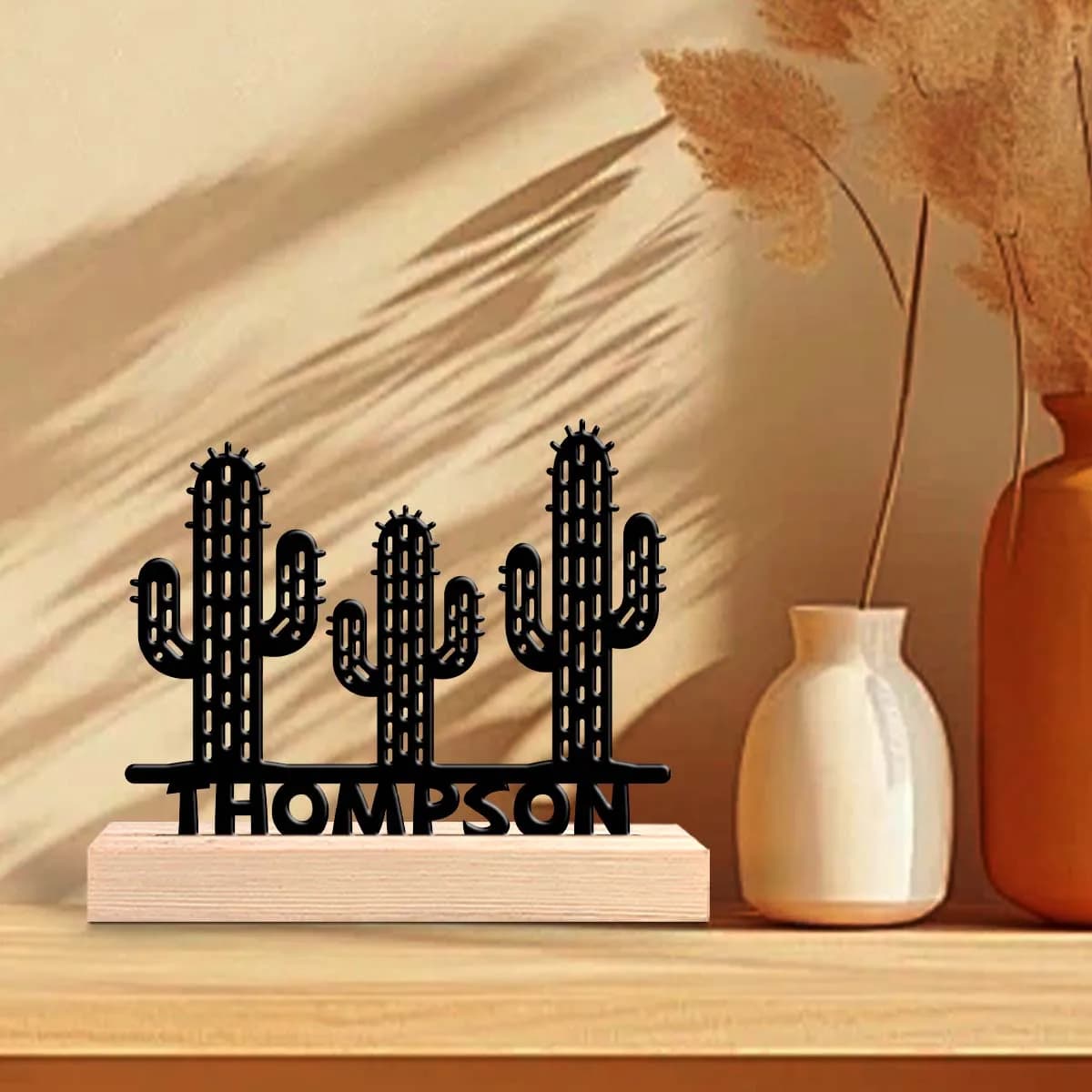 1pc Interesting Desktop Metal Statues Custom Name Equipped with A Wooden Base Holiday Gifts for Family and Friends
