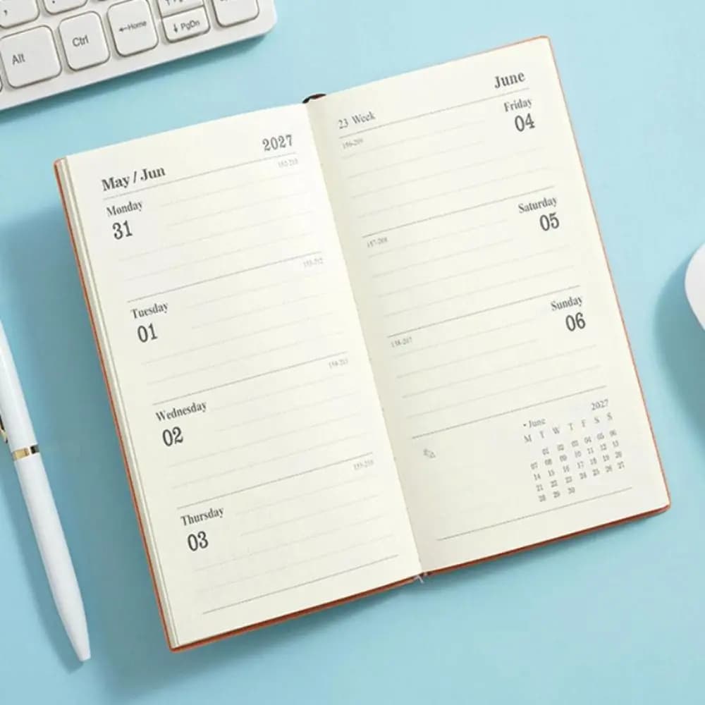 Pocket Design 2027 A6 Planner Notebook Portable Lightweight Smooth Writing Surface 2027 Schedule Book Premium Thick Paper