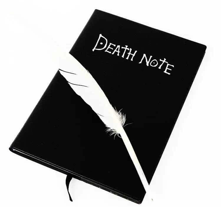 2026 Anime Death Note Notebook Set Leather Journal and Necklace Feather Pen Anime Theme WritingJournal Death Note Gift