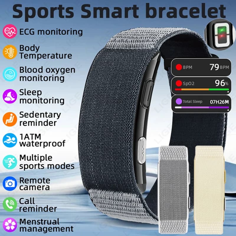 ECG PPG Senza Schermo Astuto Della Vigilanza Sport All'aria Aperta Fitness Cardiofrequenzimetro 1ATM Impermeabile Da Uomo Braccialetto Intelligente Per Andrio IOS Nuovo