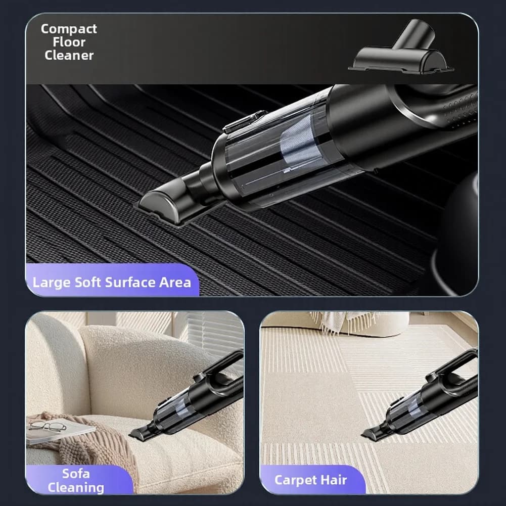 Aspirapolvere Portatile Multifunzione 4-in-1 per Auto e Casa, Facile da Svuotare, Nero e Grigio