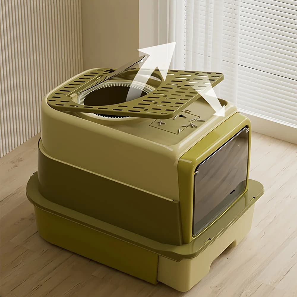 Lettiera per gatti a 3 livelli con sistema a cassetto: controllo avanzato degli odori e design antispruzzo, include paletta e deodorante