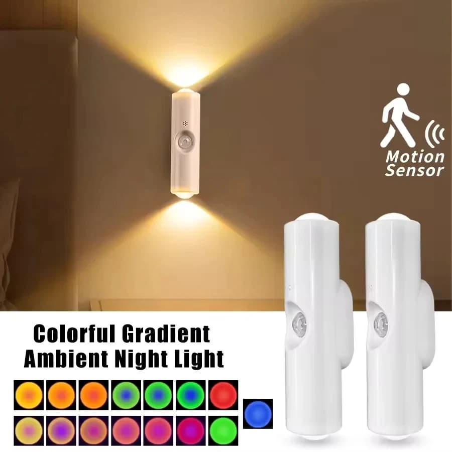 Lampada LED RGB Notturna Ricaricabile Magnetica con Sensore di Movimento Wireless per Scale, Armadi, Corridoi e Decorazione d'Interni