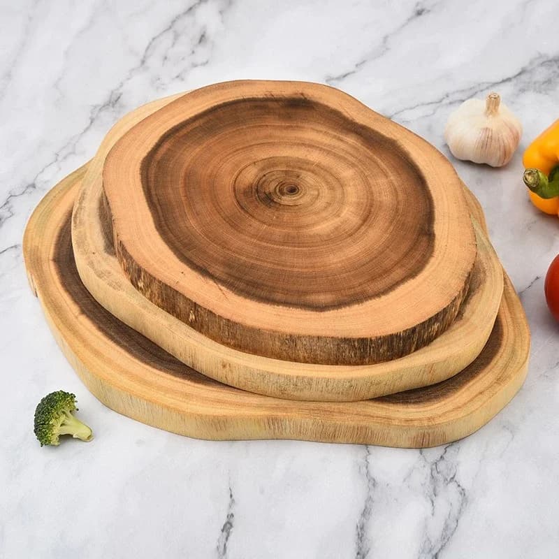 Tagliere rotondo in legno di acacia Tagliere reversibile per formaggio e carne Accessori da cucina squisiti Tagliere per vassoi