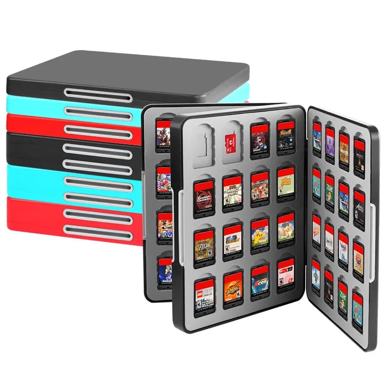 Custodia Magnetica 64-in-1 per Schede di Gioco Nintendo Switch 2 OLED Lite, Scatola di Archiviazione in Silicone per Cartucce e Schede TF