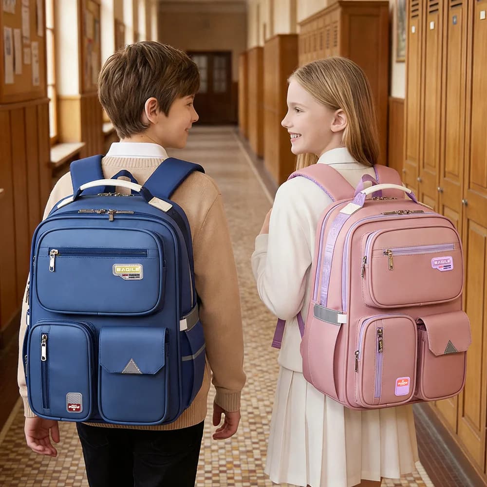 Zaino Scolastico Leggero di Grande Capacità per Classi 1-6, Borsa per Libri con Protezione della Colonna Vertebrale per Ragazzi e Ragazze delle Elementari, Zaino Ergonomico