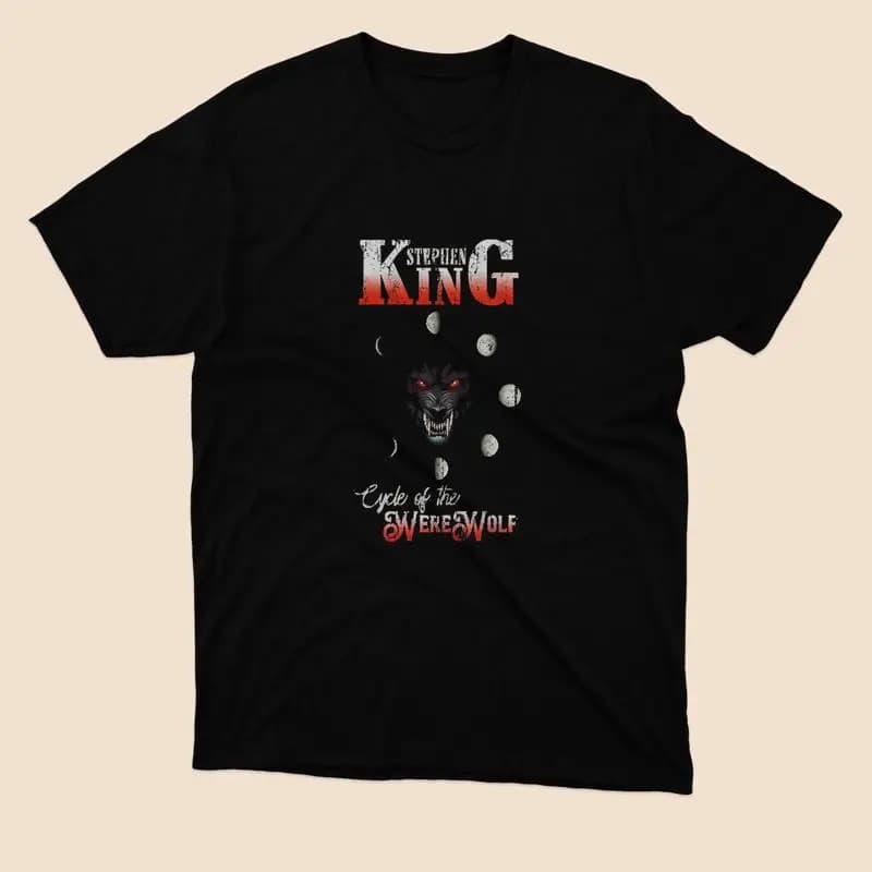Cycle of the Were wolf Black T-shirt with classic logo, size from S to 5XL