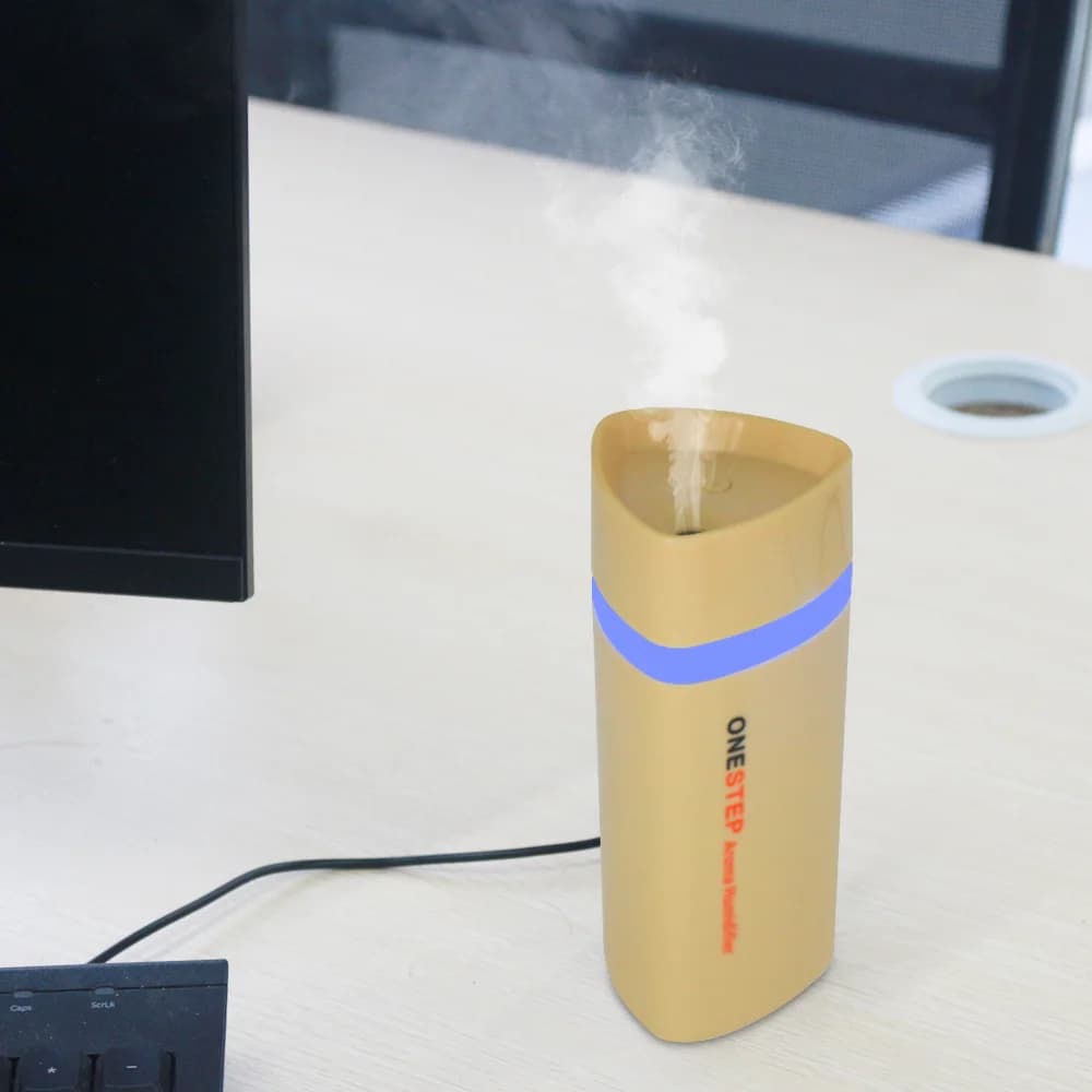 Umidificatore a nebbia silenziosa ad ultrasuoni Mini diffusore in legno chiaro con luci LED a 2 colori, timer regolabile e spegnimento automatico per il sonno