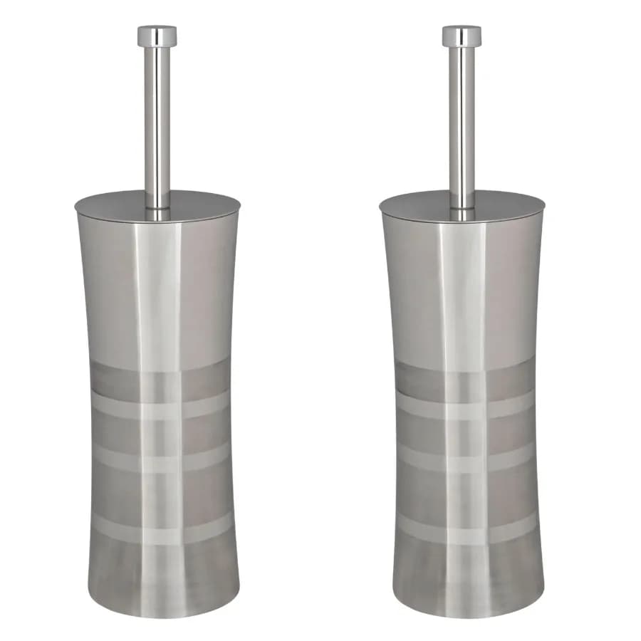2 Pack Durable Toilet Brush Holder Set - Stylish Two Tone Design for Efficient Cleaning in Bathrooms and Restrooms
