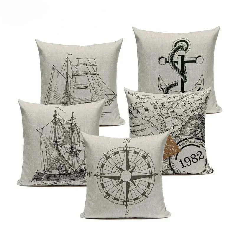 Retro oceanic style Double-sided Printed pillow cover Short plush Suitable living rooms bedrooms sofas throw cushion cover