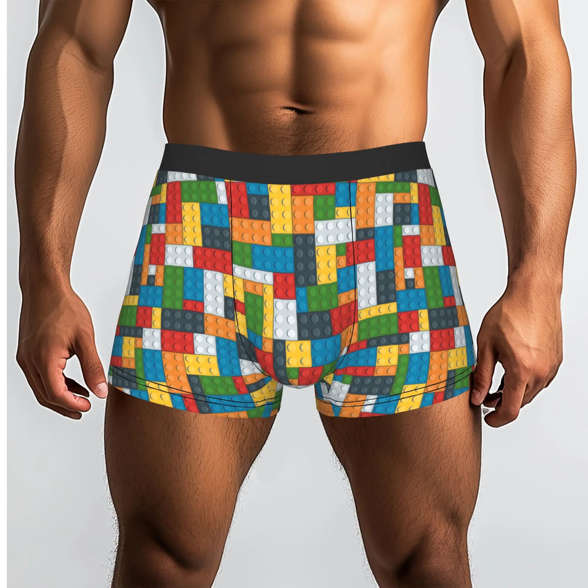 Customized Building Plastic Brick Blocks Patterns Boxer Shorts For Homme 3D Printed Underwear Panties Briefs Stretch Underpants