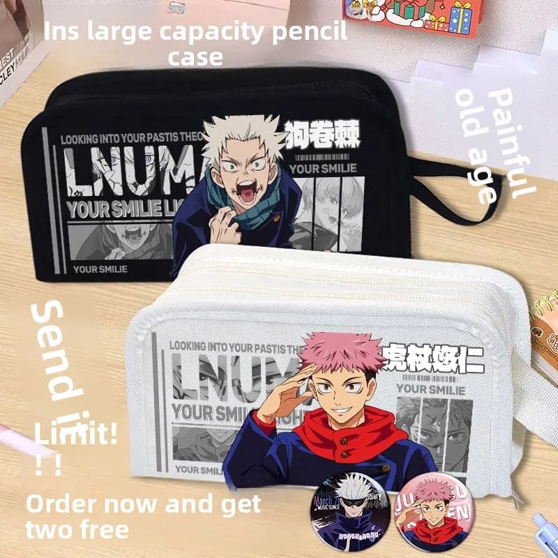 Astuccio per Matite Anime Jujutsu Kaisen, Satoru Gojo, Itadori Yuji, Fushiguro Megumi, Accessori Scolastici, Portaoggetti per Cosplay