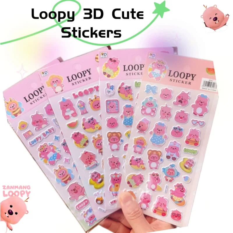 New Pororo Anime Cute Loopy 3D Foam Stickers, Lovely Cartoon Exquisite Stickers for DIY Phone Case, Desk & Journal Decoration