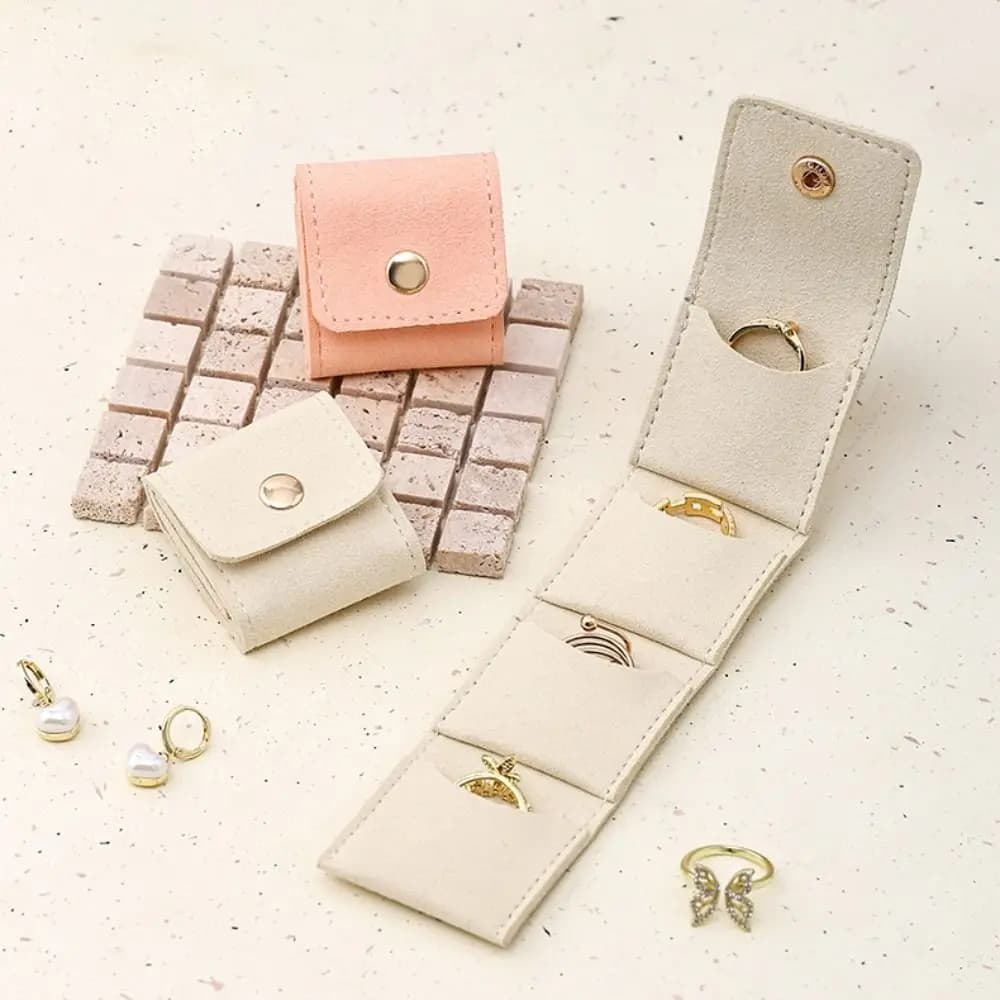 Borsa per esposizione di gioielli in velluto di lusso leggero Contenitore pieghevole Collana Anello Borsa per imballaggio Custodia per orecchini Organizzatore da donna