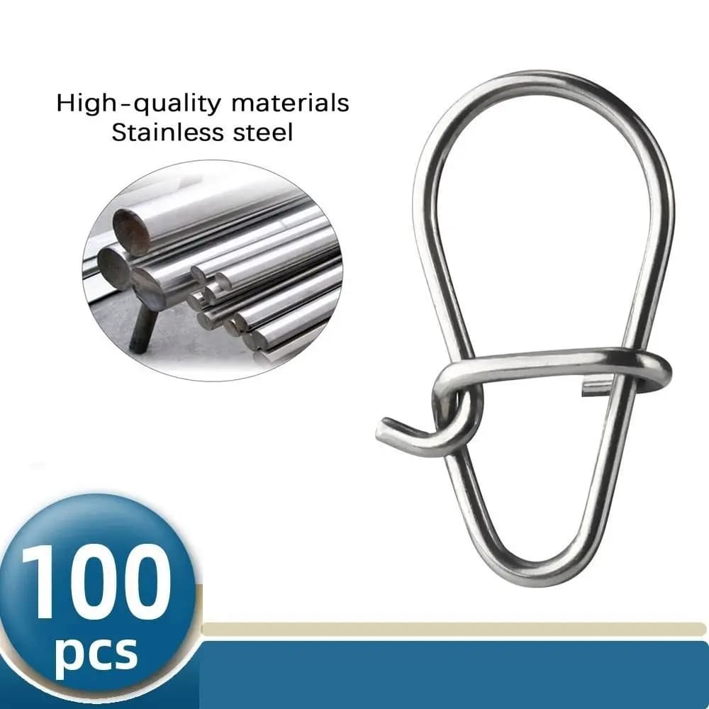 100pcs Fast Clip Lock stainless steel safety pin connector swivel connector for bait fishing gear for hooks