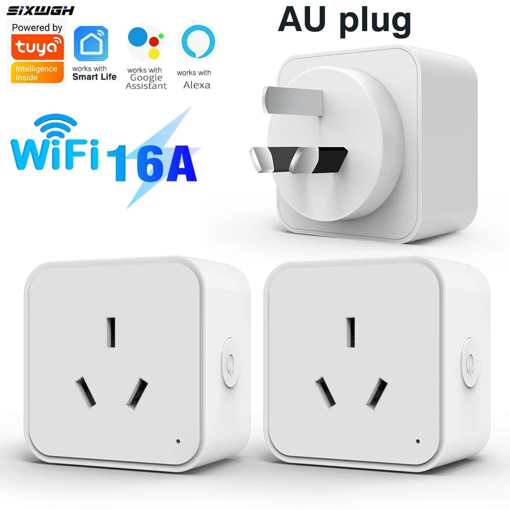 WiFi Tuya AU plug WiFi smart socket, with energy monitor, Works With Smart Life App, voice control Alexa/ Google