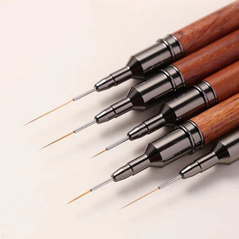 1/5PCS Round Wood Handle Art Liner DIY Painting Brush Drawing Lines Stripe Flower Painting Pen UV Gel Brush