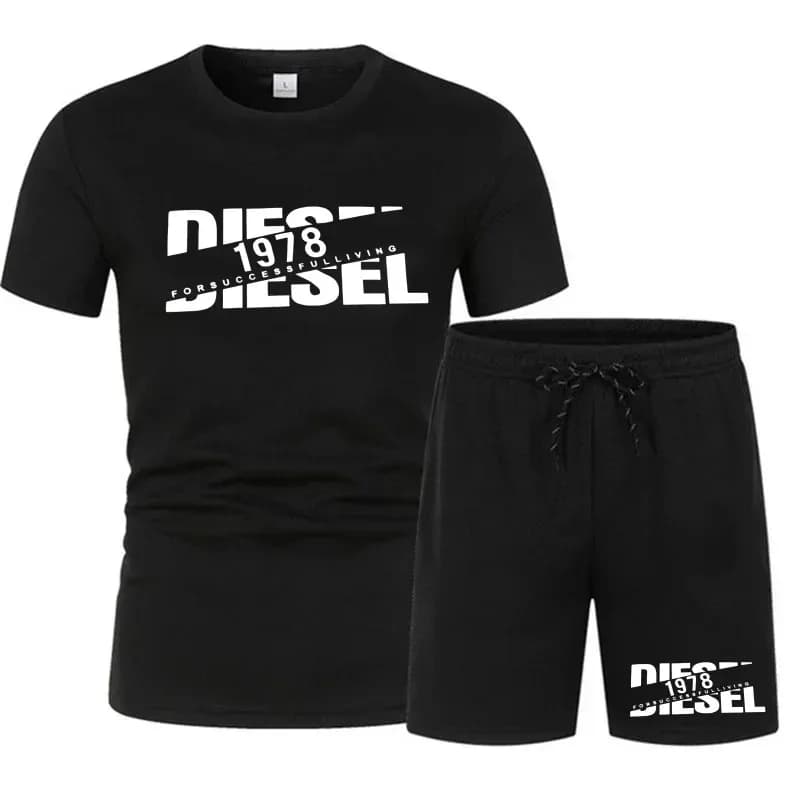 Short-sleeved men's suit for summer 2026, casual and fashionable suit with short-sleeved t-shirt