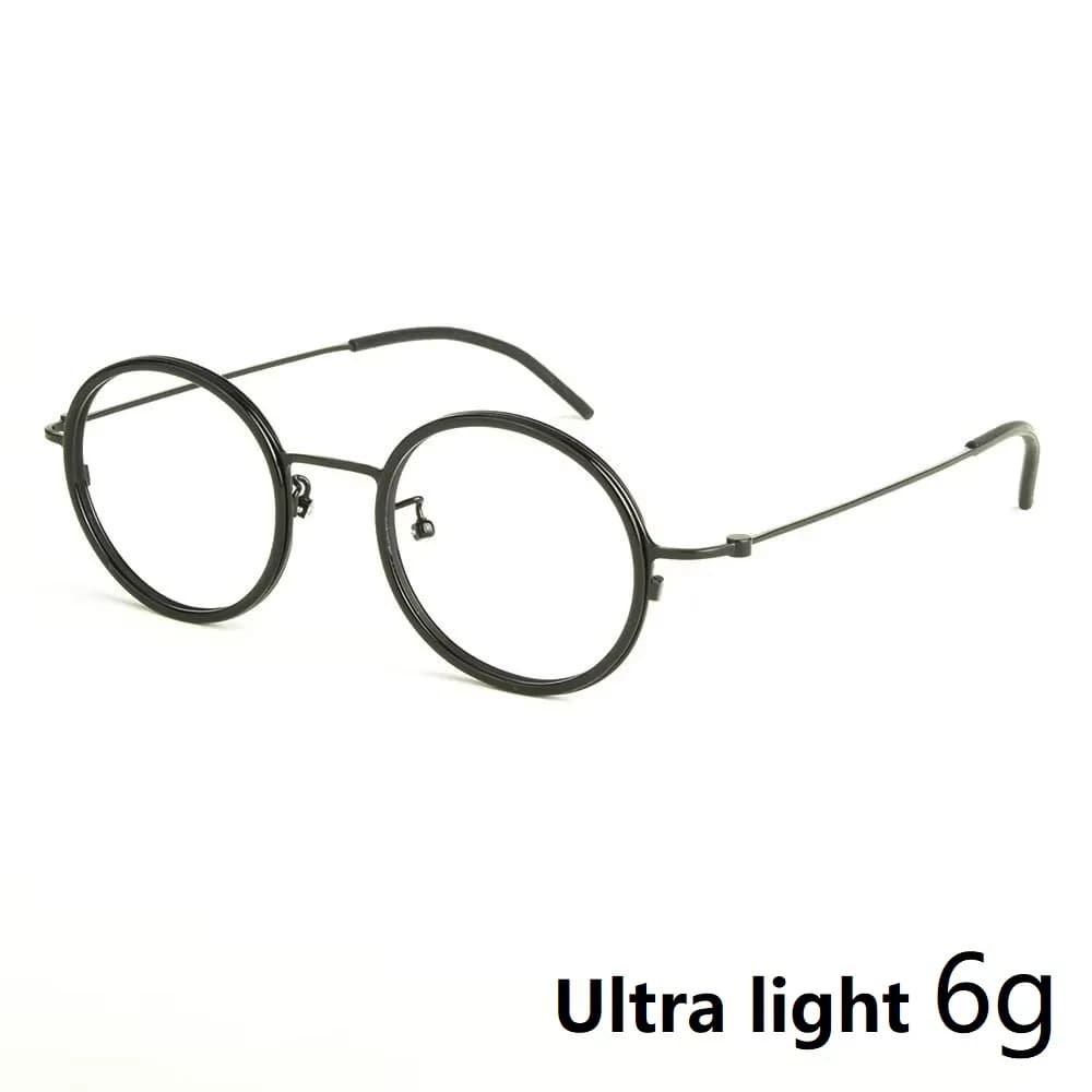 Occhiali rotondi in titanio Montatura da uomo ultraleggera 6g Anello in acetato Occhiali da vista Occhiali da vista Cerchio per il tempo libero per una alta data