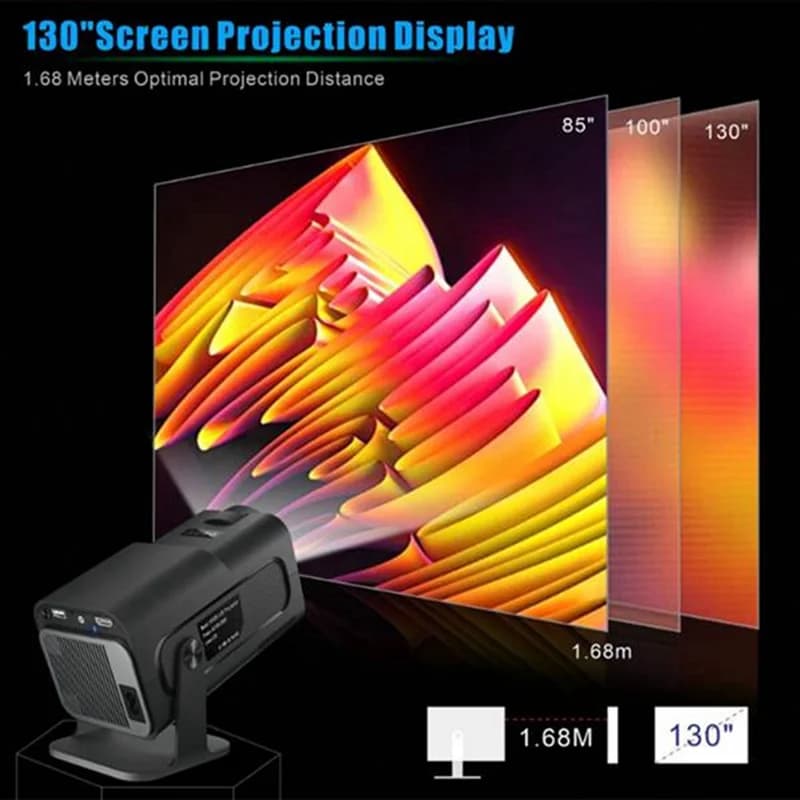 Mini proiettore 4K ABMF-Outdoor-Ready HY320, risoluzione 720P, Android 11, 300ANSI, Wifi6, BT5.0, spina americana, 180 ° Display