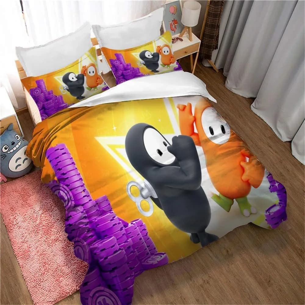 Gioco personalizzabile Fall Guys Set biancheria da letto Ultimate Knockout Copripiumino Federa Decorazione camera da letto per ragazza ragazzo adulto