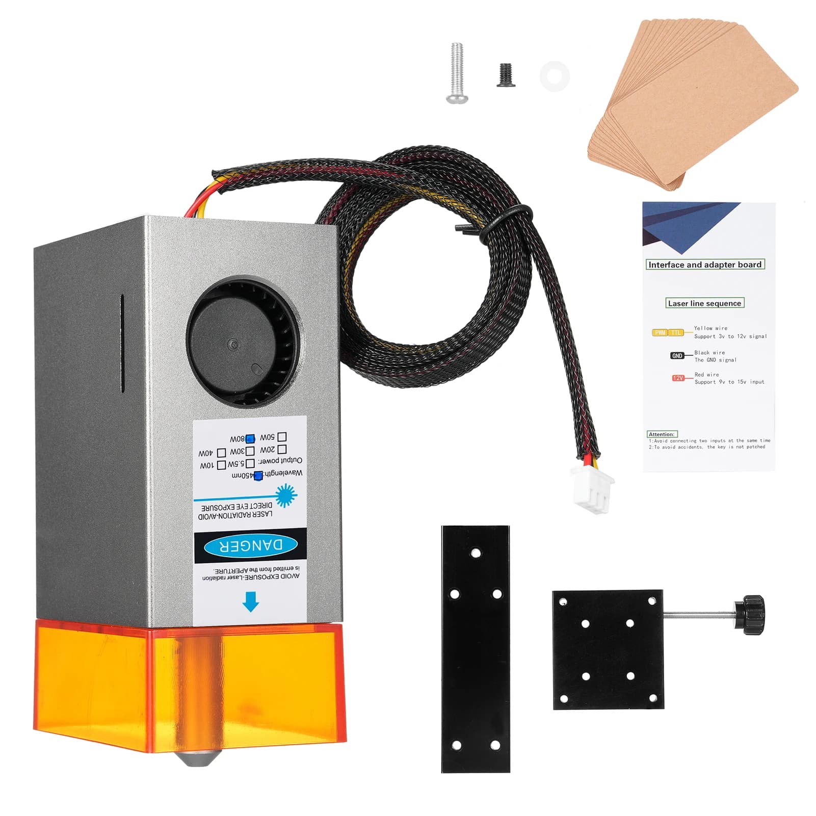 80W/40W Alloy Laser Module for Laser Engraving Module Head Laser Built-in Air Pump with Air Auxiliary Function