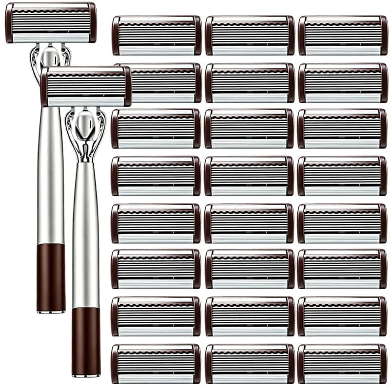 8-Layer Razor Head Manual Shaver, Blade Razor Safety Shaving Beard Moustache Manual Shaver Set