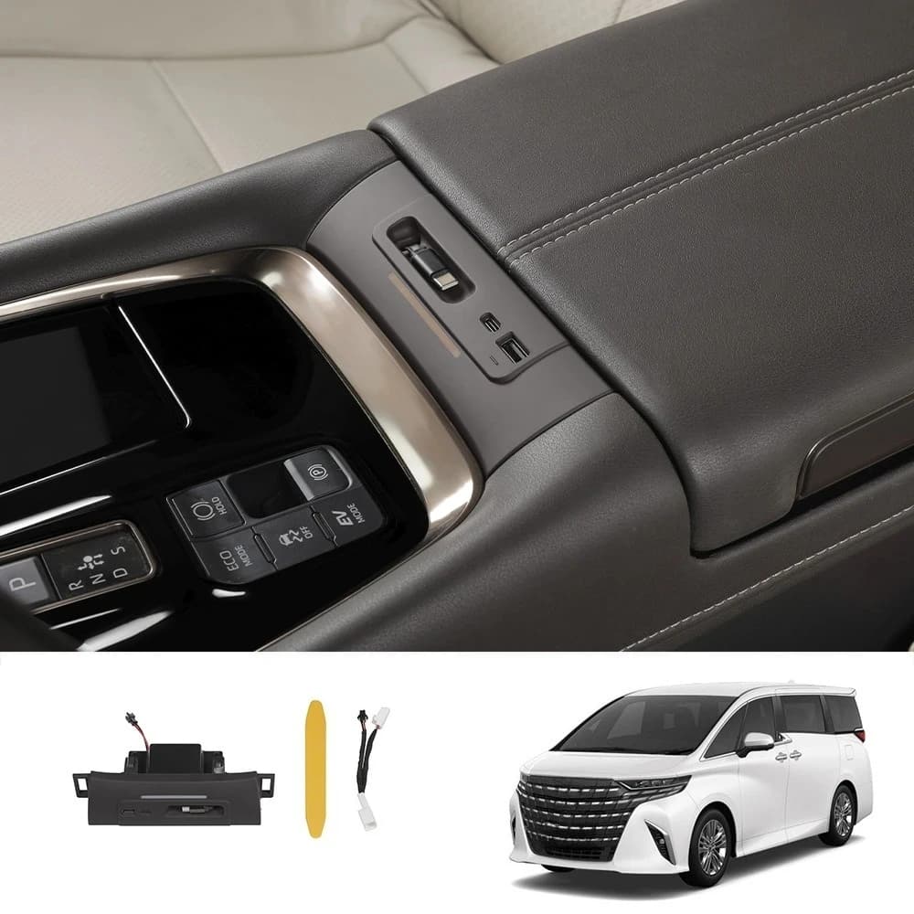 Docking Station per Bracciolo Auto con Ricarica Rapida, Accessorio Modificato per Interni Toyota Alphard/Vellfire Serie 40