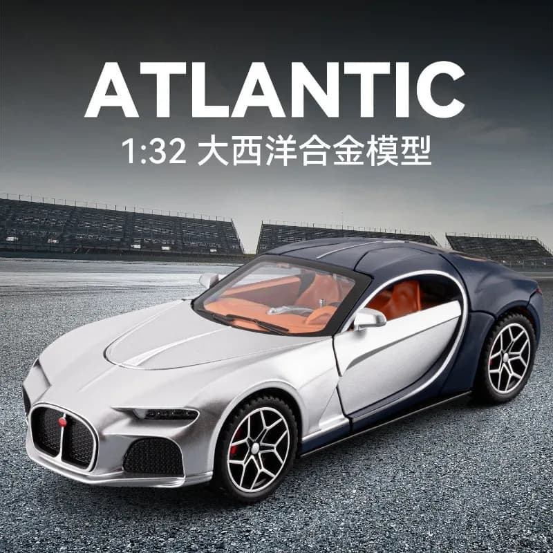 Alloy Diecast Bugatti Atlantic Hypercar Model 1:32 Scale Luxury Sports Car with Detachable Luggage for Collection Birthday Gift