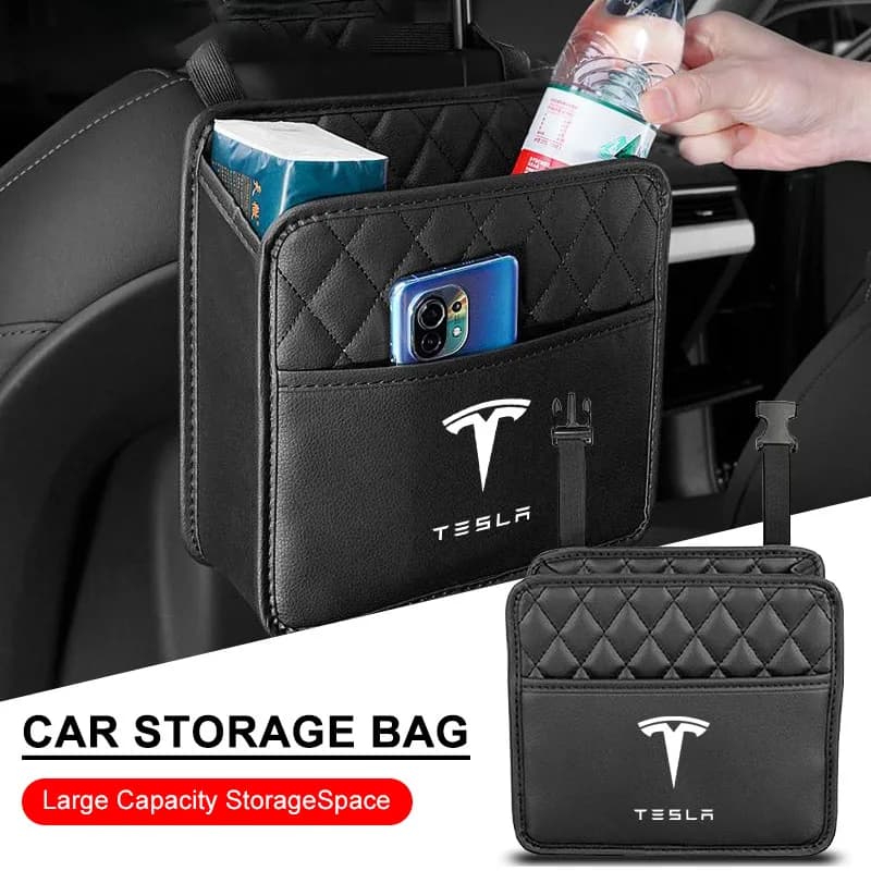Organizer per Sedile Posteriore Auto, Borsa Portaoggetti Appesa per Tesla Model Y 3 S X Roadster Stile Bonina