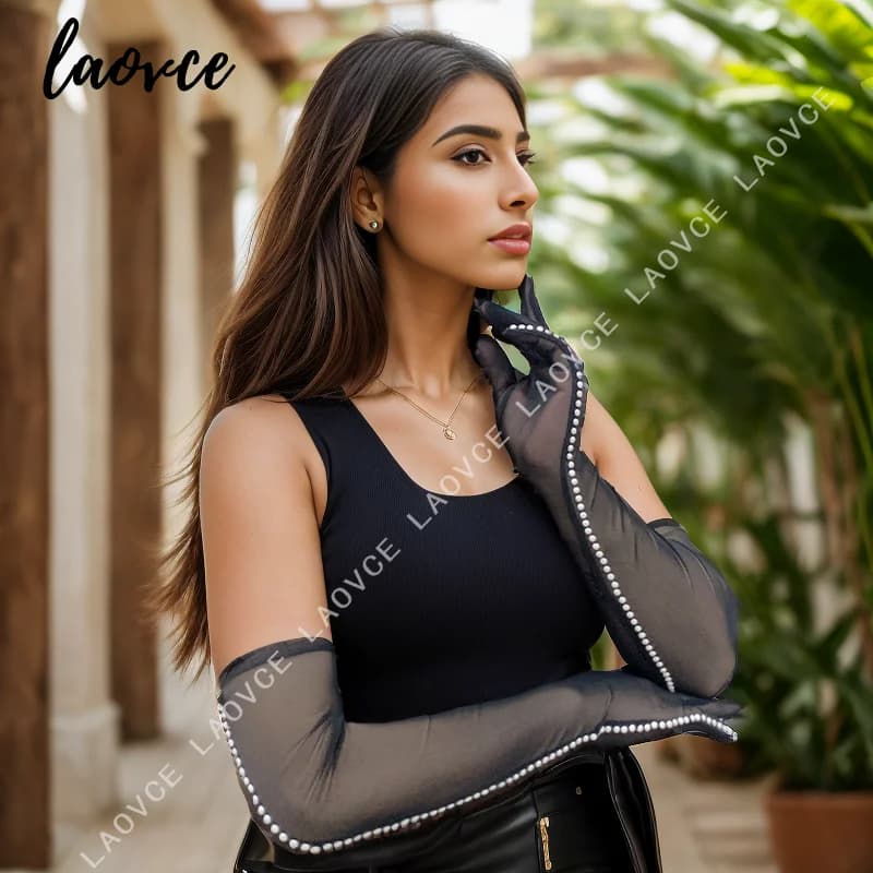 Sexy Black Flash Drill guanti in rete di Tulle elasticizzato ultrasottile da donna eleganti guanti da guida per auto anti-uv con protezione solare femminile
