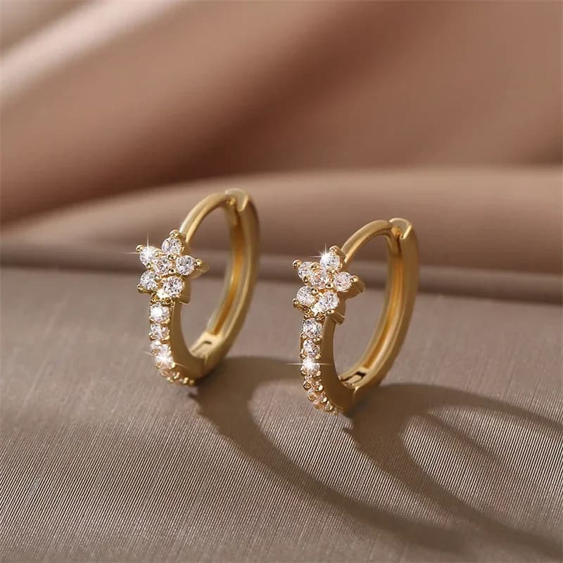 Orecchini a Cerchio Fashion Star per Donna, Vintage con Cristalli Zirconia, Orecchini a Cerchio Punk Unisex, Gioielli Rock 2025