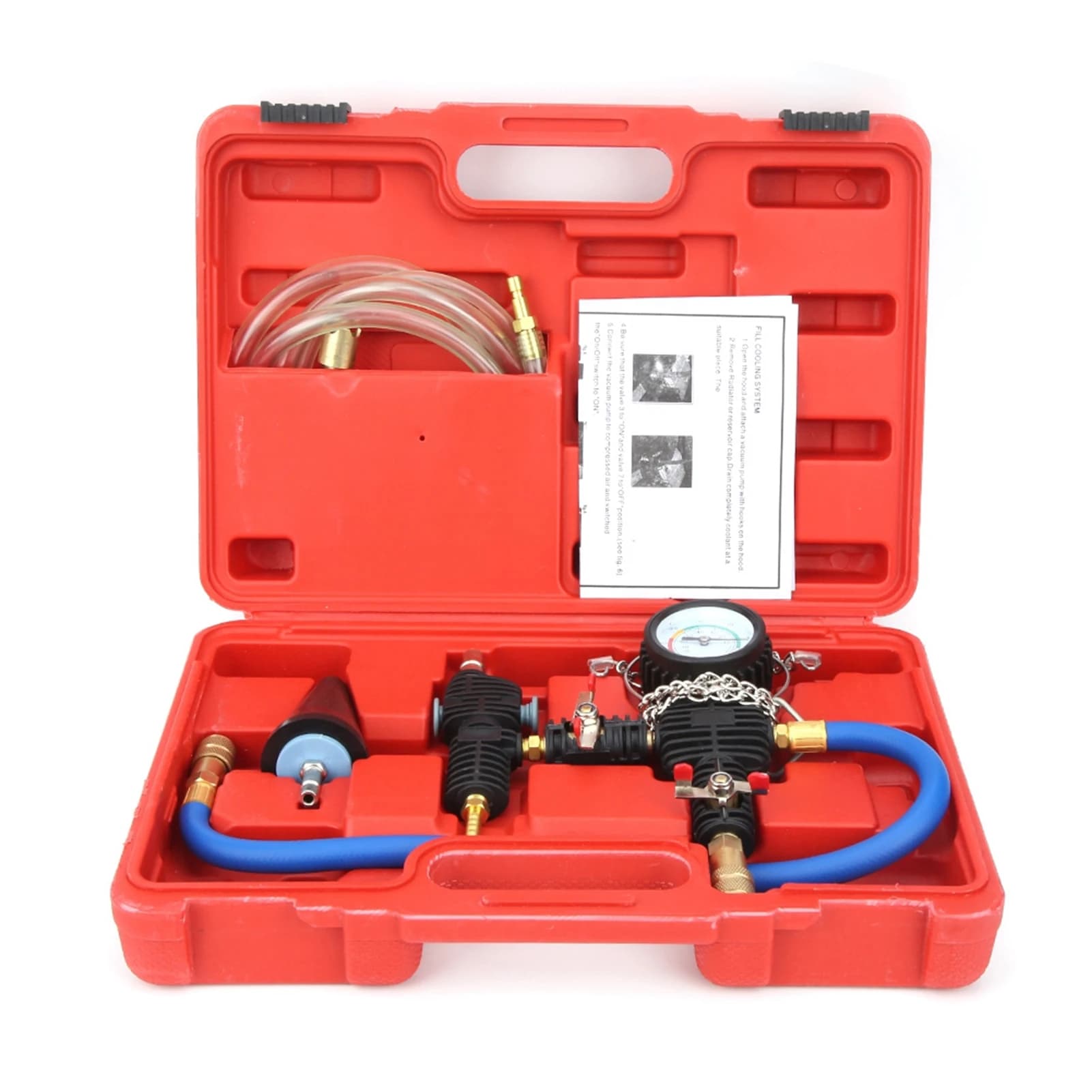 Refill kit for vacuum drainage and cooling liquid of the cooling system with cooling device housing for car SUV van