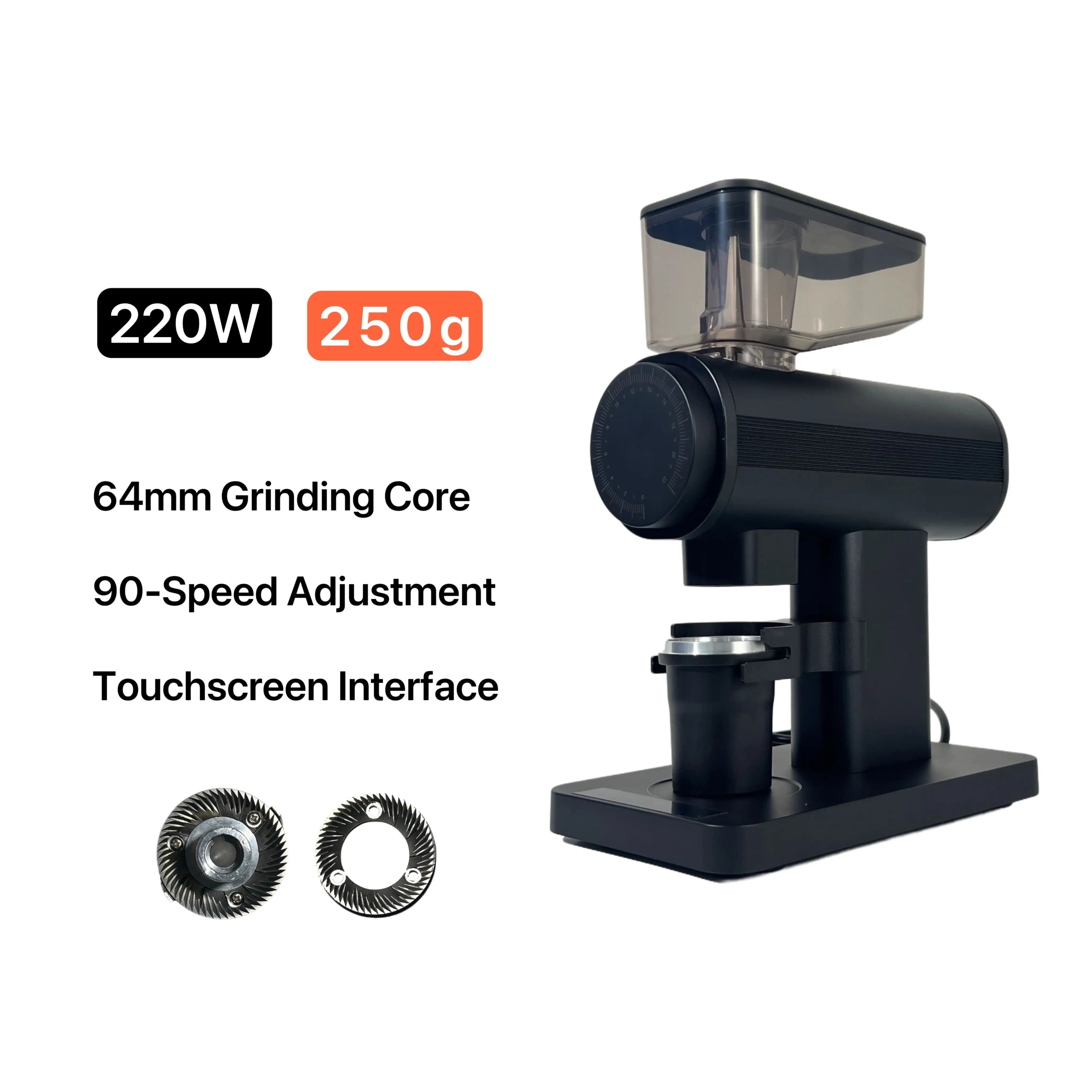 ZILONG Manual Spice & Coffee Bean Grinder Stainless Steel Blade Touch Screen Cappuccino Machine Household Electronic Outdoor Use