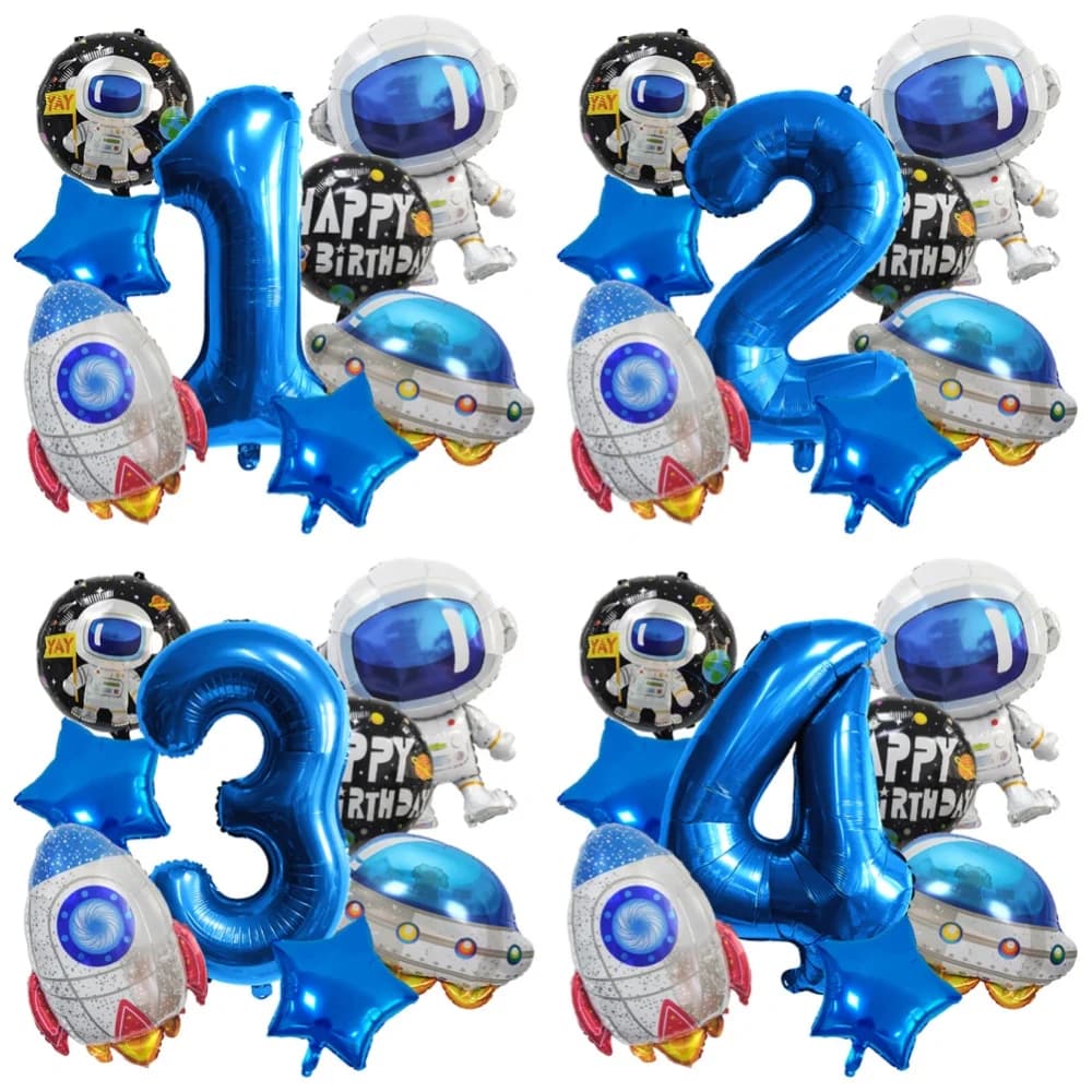 Set di palloncini per astronauta Palloncino in pellicola di alluminio a razzo Decorazione di compleanno per bambini Forniture per decorazioni per astronauti