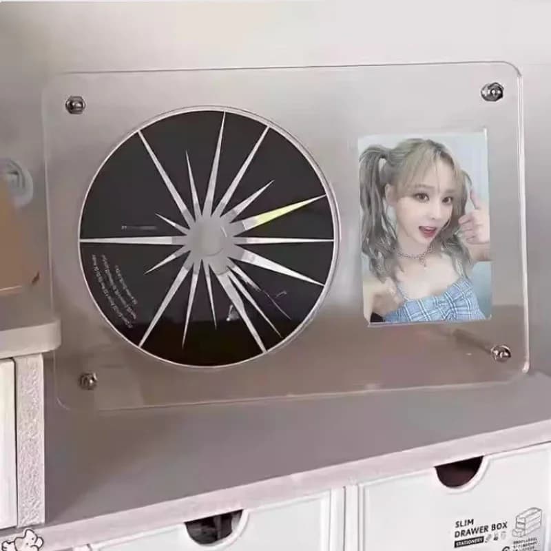 Espositore in acrilico per CD e foto, cornice trasparente per idol, porta CD e piccole carte, decorazione da scrivania per la stanza