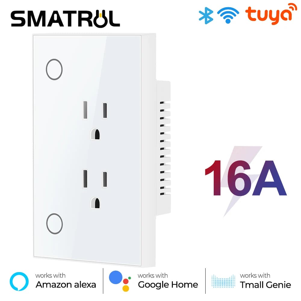 16A Tuya Wifi socket Us socket timerization Smart Life App electric wall On Off for Google Home Alexa Tmall genius