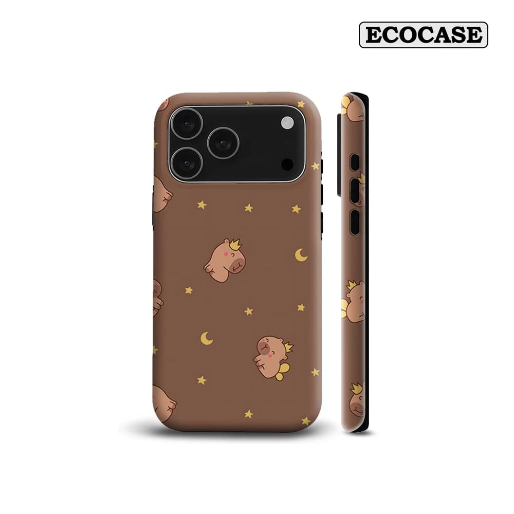 Custodia per iPhone 17 con Capibara Kawaii Notturno, Must-Have per iPhone 17 16 15 14 13 12 Pro Max Plus, Cover Posteriore a Doppio Strato
