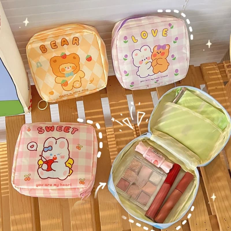 Set di borse per cosmetici piccole da donna con cerniera Mini assorbenti per ragazze Borse per rossetti per trucco Borse da viaggio per organizer per monete per auricolari