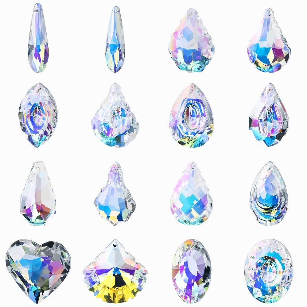 Polish AB Color Crystal Glass Prism Pendants Hanging Suncatcher Accessories Rainbow Maker Ornament Crystal Chandelier Parts