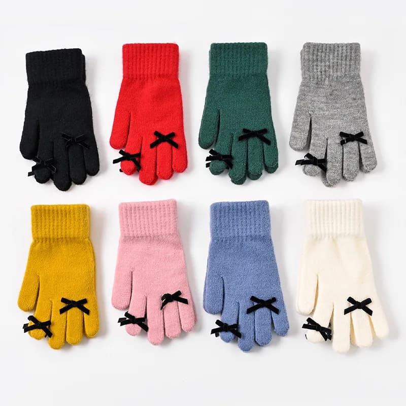 Thickened Knitted Woolen Gloves for Women Outdoor Cycling Autumn Winter Warm Five-Finger Gloves Student Accessories 2024 New ...