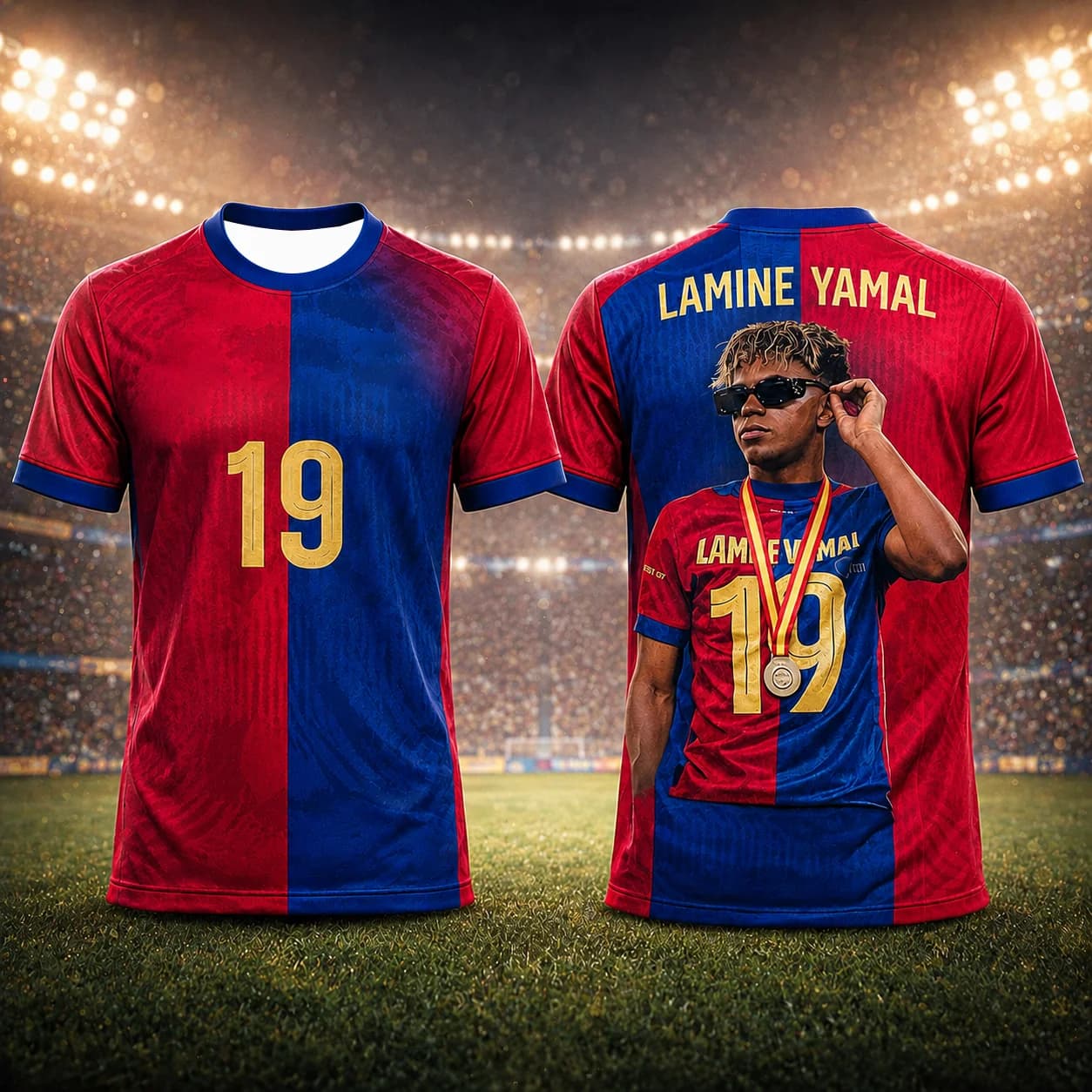 Maglia da Calcio Lamine Yamal con Grafica 3D alla Moda, Leggera e Traspirante, Abbigliamento Sportivo per Tifosi, Collezione Limitata per Bambini e Adulti