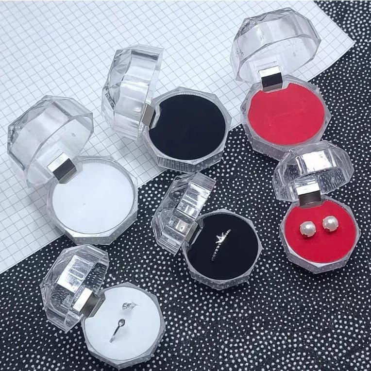Acrylic Octagonal Crystal Rings Fashion Rings Earrings Jewelry Holder Bridal Jewelry Gift Box