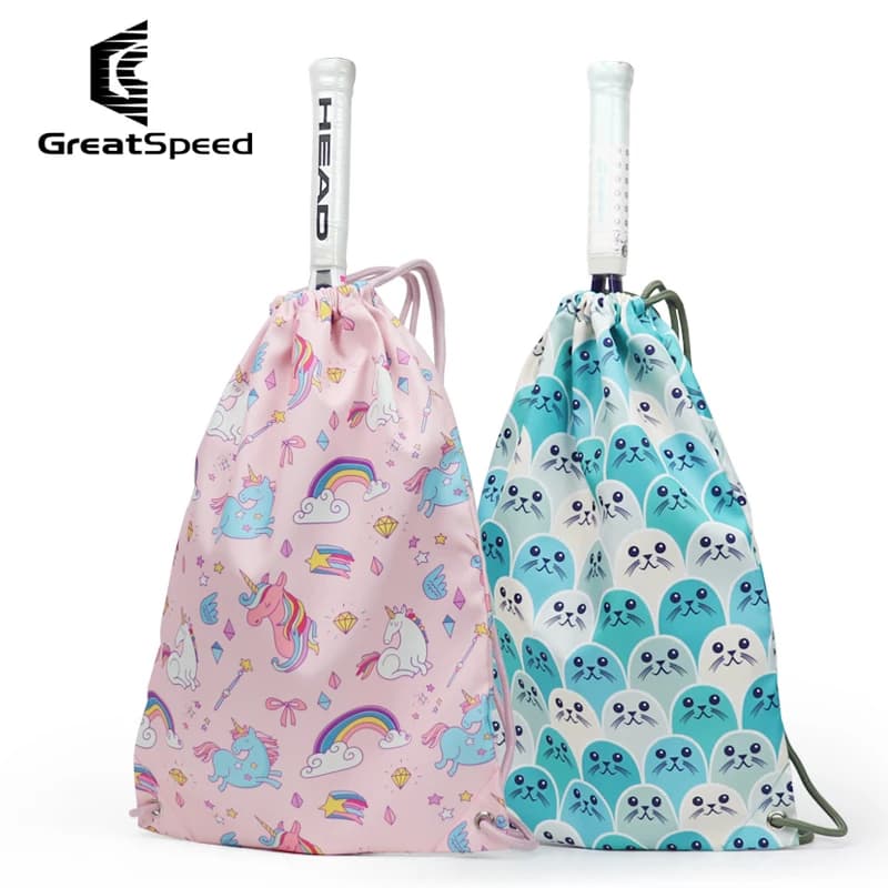 Borsa da tennis con coulisse Great Speed - Zaino sportivo leggero e impermeabile per 2 racchette e scarpe