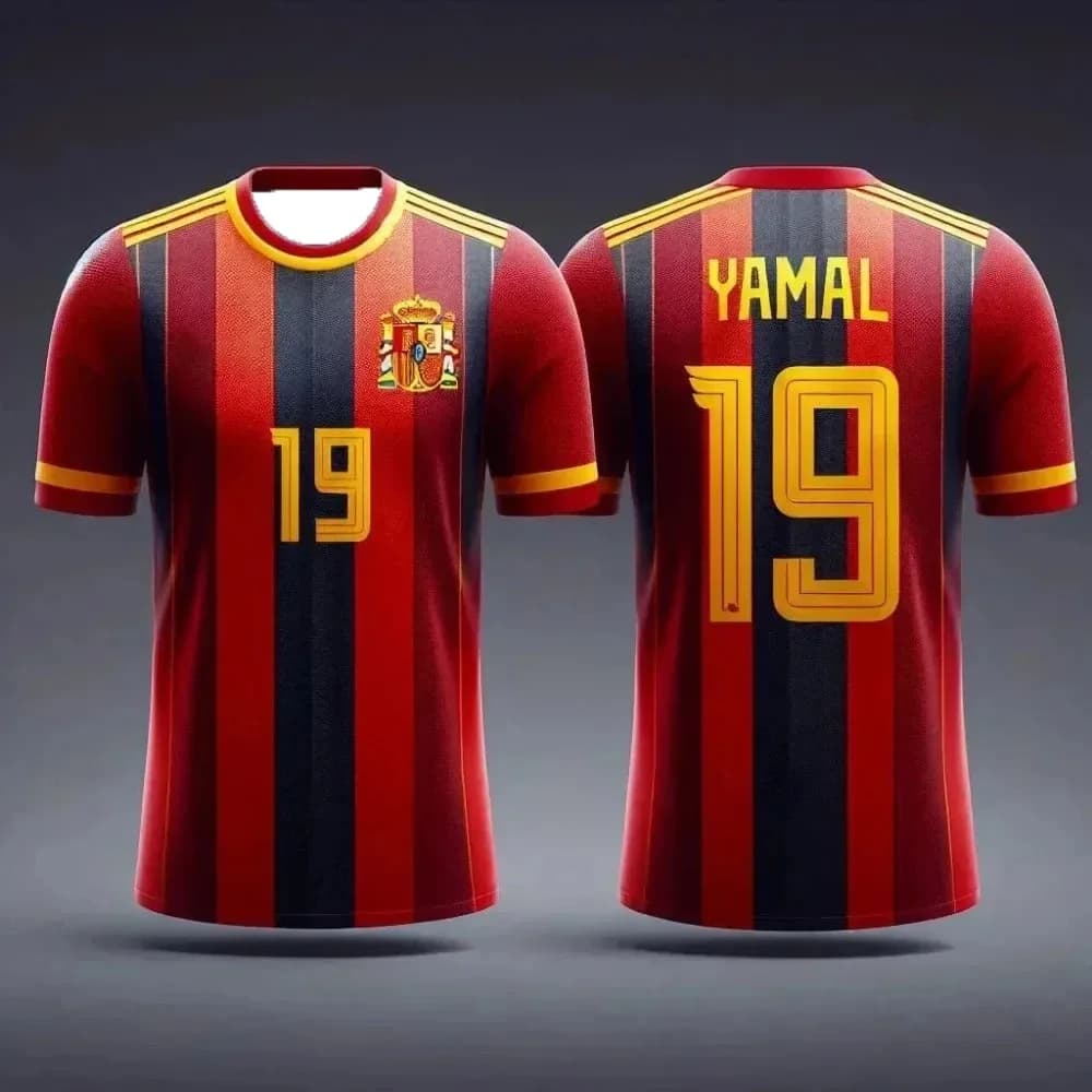 Maglietta Sportiva Estiva per Bambini Stile Spagnolo con Stampa 3D, Jersey da Calcio Comoda e Leggera, Consigliata per l'Abbigliamento Sportivo