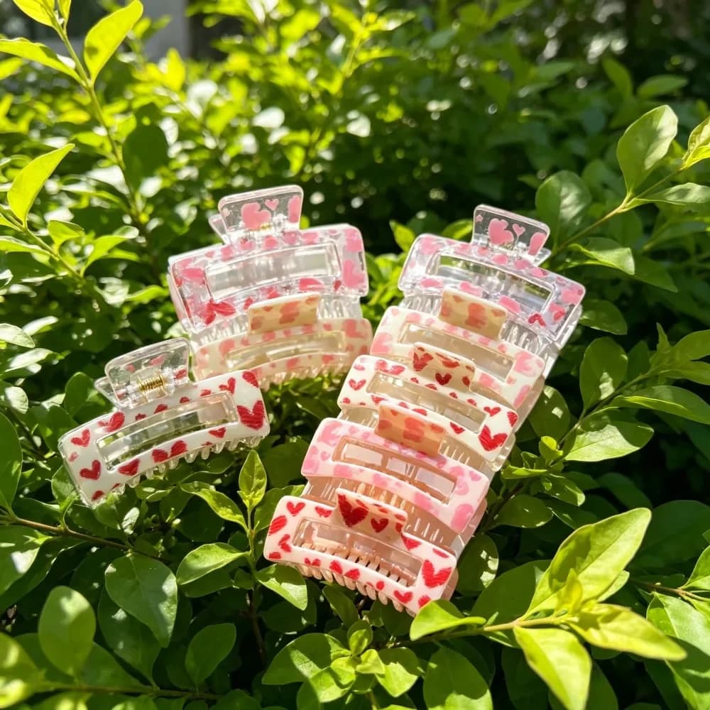 6 fermagli per capelli a forma di fiocco, rosa, rettangolari, per donne, adatti a capelli spessi, sottili e corti, regalo preppy per ragazze.