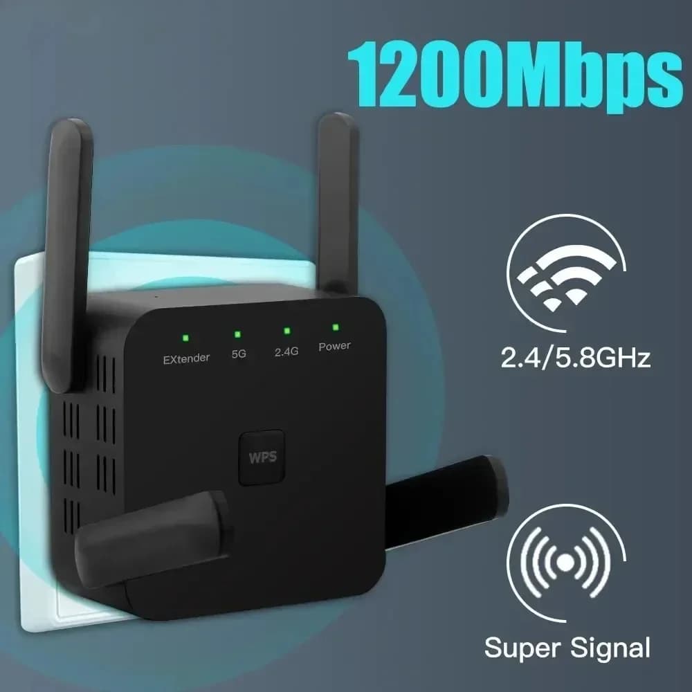 Ripetitore WiFi con spina EU/US/UK da 1200 Mbps Amplificatore di segnale extender wireless Ripetitore Wi-Fi da 2,4 GHz/5 GHz