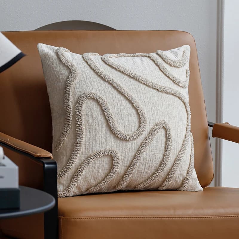Fodera per cuscino decorativa in ciniglia stile Boho Linee geometriche morbide Fodere per cuscini 45x45 Federa a 3 colori Divano Soggiorno